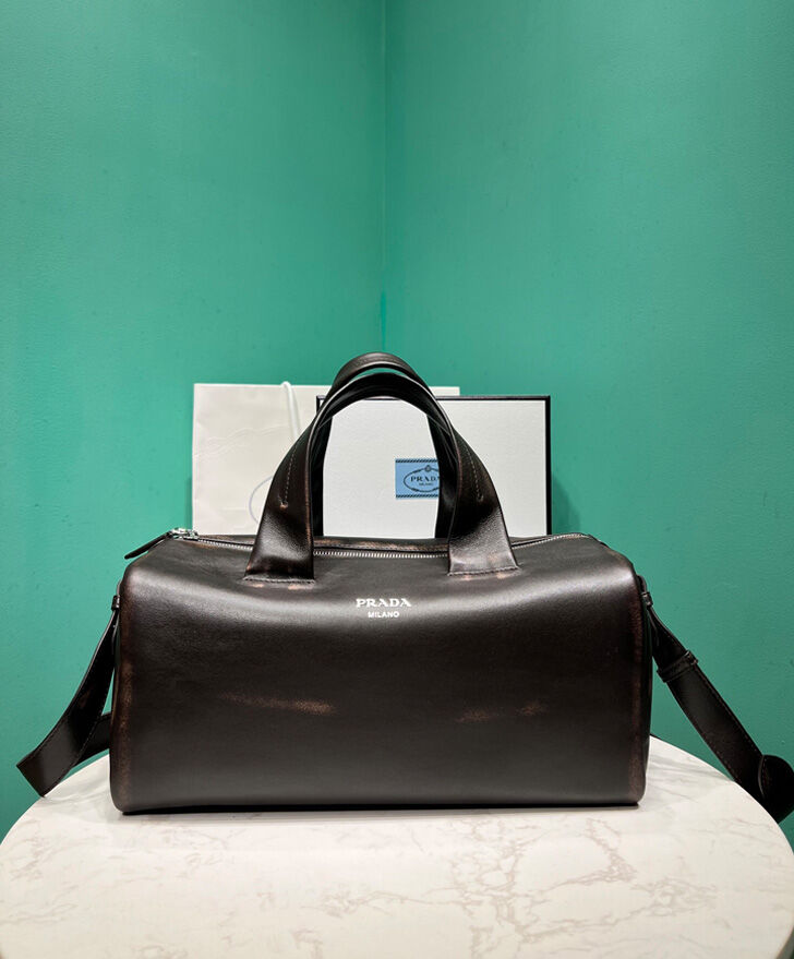Prada Small Nappa Leather Duffle Bag 2VC046 Dark Coffee